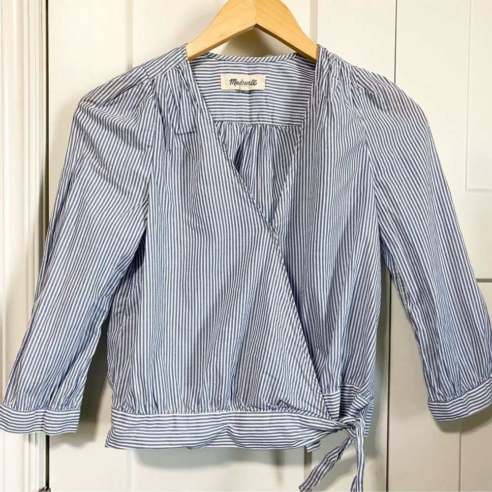 Madewell indigo blue wrap top size xs